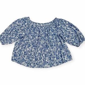 Matilda Jane Good Hart Womens L Top Canyon Floral Off The Shoulder Blue Metallic